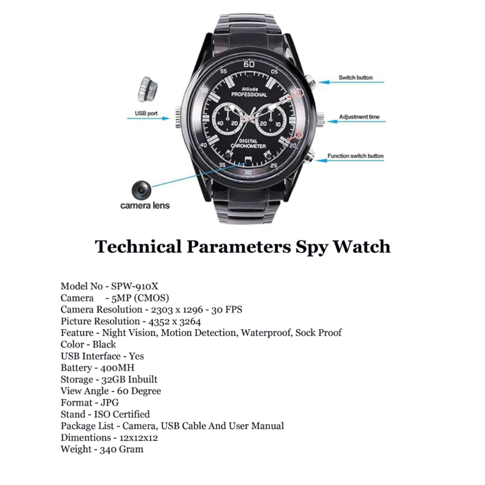 Spy Wrist Watch Camera - Night Vision - Image 5