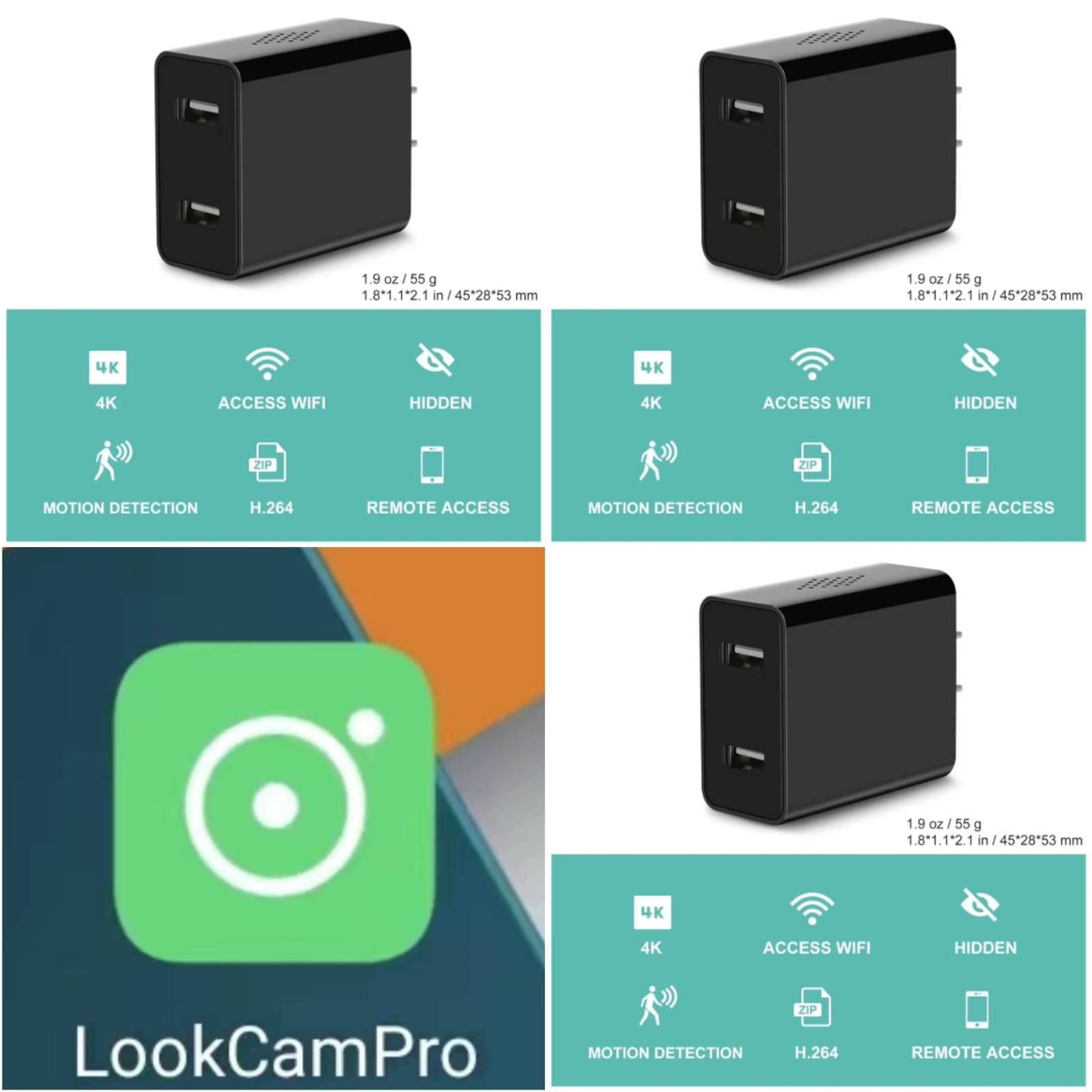 WIFI-charger-spy-camera-night-vision-audio-video-recorder-asleesha.jpg 4K Wifi Spy Charger Camera Dual Port Night Vision - Image 4