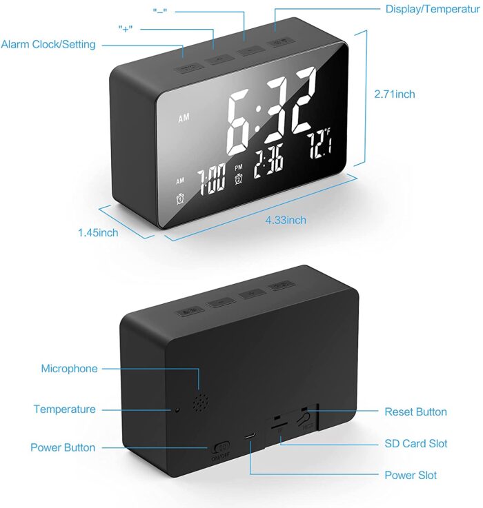Table Clock Spy Camera With Alarm - Image 3